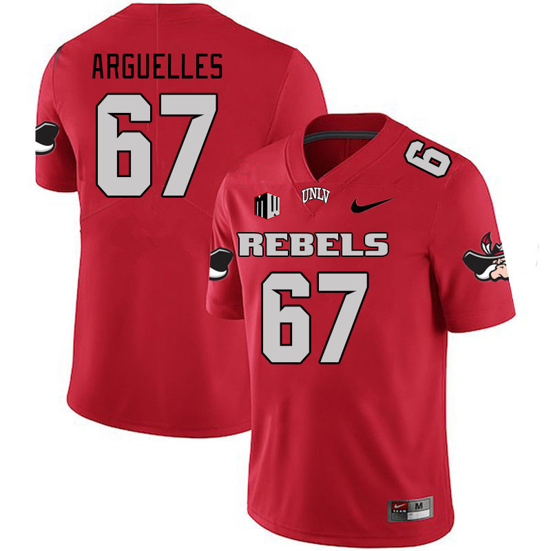 Men #67 Nathan Arguelles UNLV Rebels 2023 College Football Jerseys Stitched-Scarlet - Click Image to Close